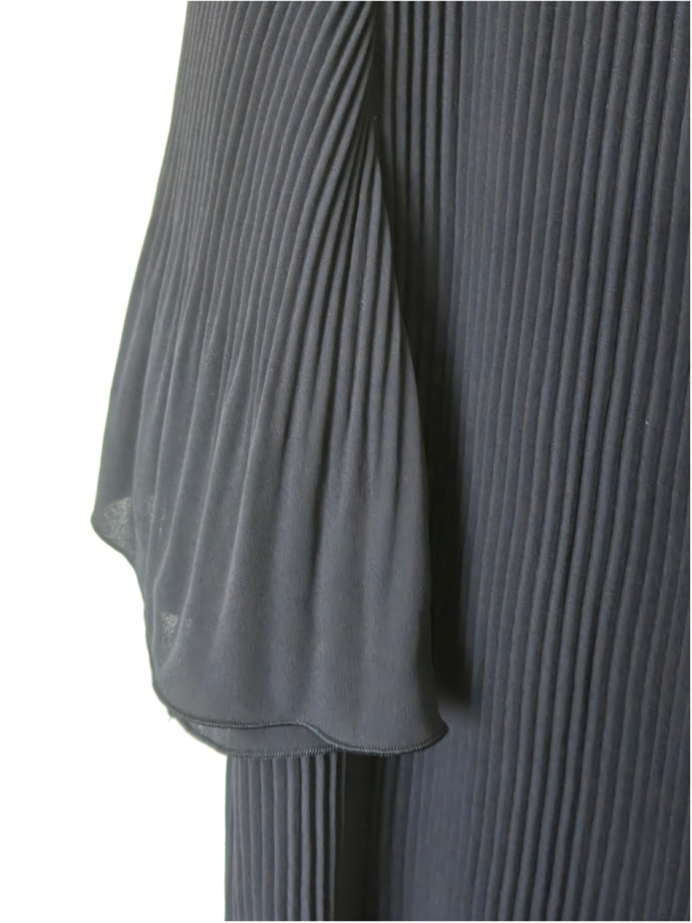 Ann Taylor Navy Ribbed Pleated Blouse Size L - Picture 4 of 5